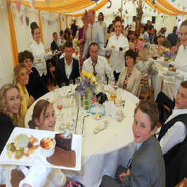 Serving Dessert at Marquee Wedding